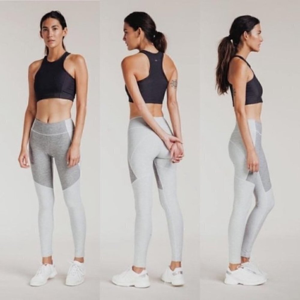 Outdoor Voices Two-Tone Gray Colorblock Warm Up Legging 7/8 XS